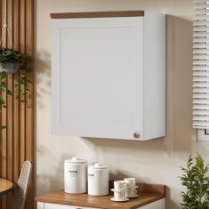 Armário Aéreo para Cozinha 1 Porta Provençal Iluminata Branco/Fosco - 