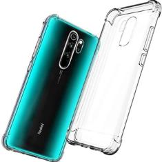 Kit Capinha Celular Antichoque Compatível Xiaomi Redmi Note 8 Pro + 2 Películas Vidro (Não Cobre Bordas Curvas do Aparelho)