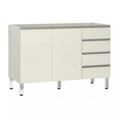 Balcão de Pia sem Tampo para Cozinha 120cm 2 Portas e 4 Gavetas Luci L