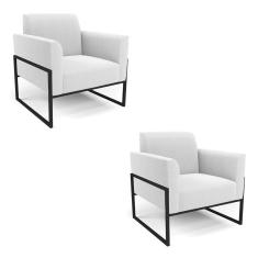 Poltrona Sala Estar Industrial Alta Preto Kit 2 Marisa Bouclê D03 - D`Rossi