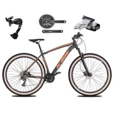 Bicicleta Aro 29 Ksw Xlt Alumínio Câmbio Traseiro Shimano Alívio e Altus 27v Freio Hidráulico Garfo Com Trava Pneu com Faixa Bege - Preto\Laranja