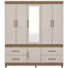 Guarda Roupa Casal 06 Portas Com Espelho 64720 Amendola Off White Demobile