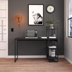 Mesa C-estante Alta 135x64x115cm C-03 Prateleiras Preto ônix - Est.preta Preto ônix - Est.preta