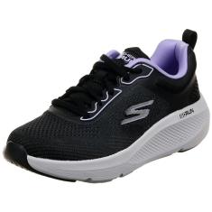 Skechers GO Run Elevate Corral feminino, Acabamento em lavanda têxtil preto, 38