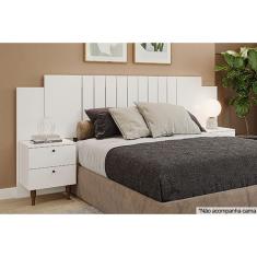 Painel Cama Box Madeirado Casal/Quenn Genova c/ 2 Mesas e 4 Gavetas Branco - Panan