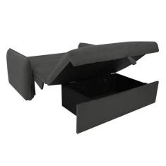 Sofá-Cama Casal com Baú 2 Lugares Zaia Suede Cinza - Modern