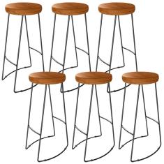 Kit 06 Banquetas Altas Industrial Maia Peroba Rosa