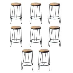 Kit 8 Banquetas Banco Guatemala Estilo Industrial Preto Preto