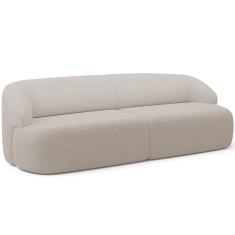 Sofá 3 Lugares Curvo Orgânico Living 220cm Barolo L06 Bouclê Bege
