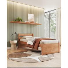 Cama Solteiro Em Madeira Maciça 0,90x190cm Unique Yescasa Amendoa