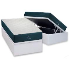 Conjunto Box Baú Solteiro: Colchão Molas Polar Ensacadas Aquariuns + Base CRC Corano White (88x188)