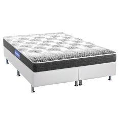 Cama Box Queen: Colchão Espuma Probel Guarda Costas Resistente + Base Crc Courano White(158X198)