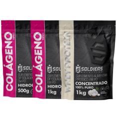 Kit: Whey Protein Concentrado 1Kg + Colágeno 2Kg - 100% Importado - Soldiers Nutrition-Unissex
