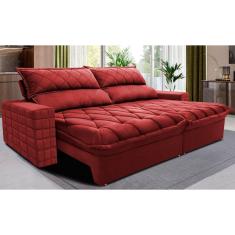 Sofá Retrátil e Reclinável 2,35m Molas Ensacadas Cama inBox Elegance. com ThermoGel Velusoft