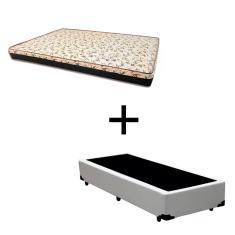 Cama Box Solteiro 88 Tecido Sintético Branco Com Colchão Praia Bello Box - D28 Amarelo 57x88x188
