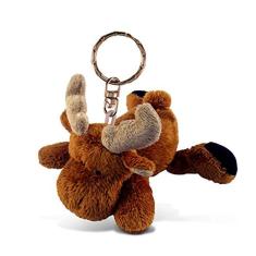 Garfo de pelúcia de moose intrigado brinquedo animal recheado - Soft Fur Wild Life Animal Brown Moose Charm Keyring, Cute Decorative Plush Toy Accesso