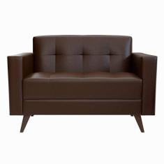 sofá 2 lugares vitrola revestimento sintético café 123 cm