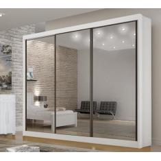 Guarda Roupa com Espelho 3 Portas 6 Gavetas São Paulo Gold Branco