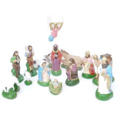 Presépio Completo Gesso 10 Cm 15 Peças Enfeite De Natal