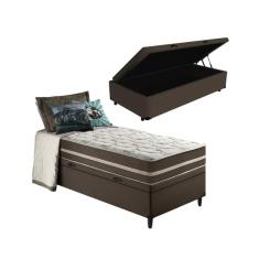 Cama Box Baú + Colchão Solteiro King Classic Molas Ensacadas 96x203x64cm