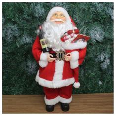 Boneco Natal Papai Noel Com Presente Sommelier 45cm