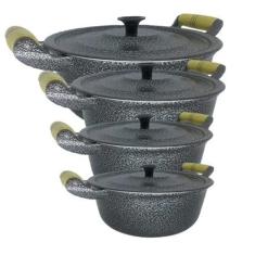 Jogo 4 Panelas Alumínio Batido Craqueada - 22-24- 28-30