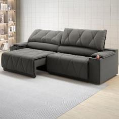 Sofá 3 Lugares DDS Glamour Retrátil/Reclinável com 230 cm de Largura e Revestido em Veludo Suede