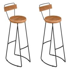 Kit 2 Banquetas Alta Astra Com Encosto Base Metálica - Pallazio