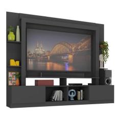 Rack Estante c/ Painel TV 65" e 2 portas Oslo Multimóveis Preto
