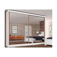 Guarda Roupas 2 Portas de Correr e 6 Gavetas c/ Espelho Sevilha Branco