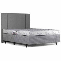 Cama Box com Cabeceira Casal Herval Cannes, Espuma D33, 56x138x188 cm