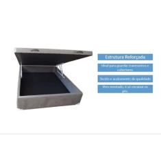 Cama Box Baú Casal 138 Bello Box - Suede Cinza, 3 meses