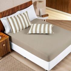 Jogo De Cama 100% Algodão Marin King 03 Peças Caqui