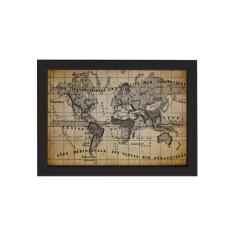Quadro Vintage Mapa Antigo Meridional Moldura Preta 22x32cm - Quartinh