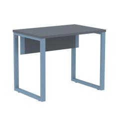 Mesa Escritório P25 TUB Pandin 90 cm (Larg) Tampo MDP Grafito Pé Aço Tubular Azul Dali