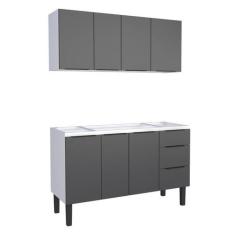 Cozinha Completa Gabinete Para Pia 140cm e Armário Aéreo Jupter Cozima