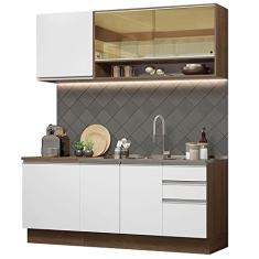 Cozinha Completa Madesa Glamy 180006 com Armário e Balcão (sem Tampo e Pia) - Rustic/branco