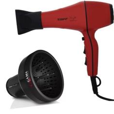 Kit - secador de cabelo profissional taiff style red 2000w 127v + difu