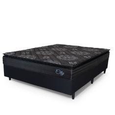 Cama Box Casal Colchão Com Molas Ensacadas City Pillow Top 138x188x61cm Hellen Preto