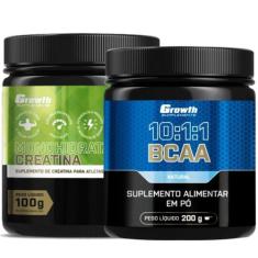 BCAA 10:1:1 200g + Creatina Pura 100g Monohidratada Growth, Laranja