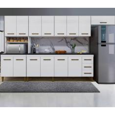 Cozinha Completa Atenas 14 Portas 3 Gavetas Kaiki Móveis - Branco