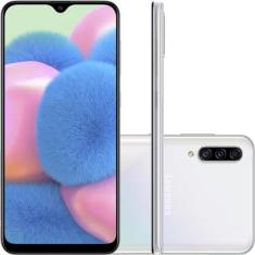 Smartphone Samsung Galaxy A30s 64GB, Dual Chip, Android 9.0, Tela 6.4 Polegadas, Octa-core, 4g, Câmera 16mp + 5mp, Branco