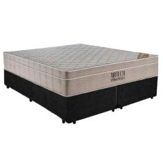 Cama Box Casal Suede Bipartido + Colchão Ortobom Airtech Molas Ensacadas 65x138x188 Cor:preto