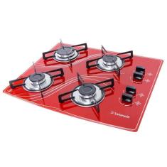 Cooktop Lines 4 Bocas Automático Safanelli Vermelho Bivolt