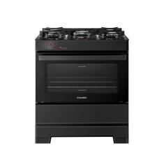 Fogão Esmaltec 5 Bocas Ideal Top Glass Mesa de Vidro Forno 84 Litros Preto T5VAP Bivolt