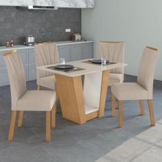 Conjunto Sala de Jantar 4 Lugares Retangular Tampo MDF Mesa e Cadeiras