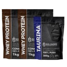 Kit: Whey Protein Concentrado 2kg + Taurina 500g - 100% Importado - Soldiers Nutrition-Unissex