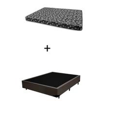 Cama Box Viúva 128 Bello Box - Tecido Sintético Marrom com Colchão New York Preto D28 - 100% Espuma - 54x128x188