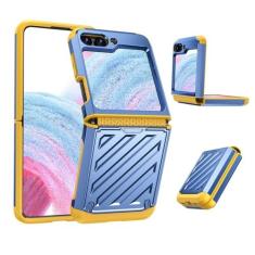 Capa de telefone armadura galvanizada para Samsung Galaxy Z Flip 5 4 3 Flip5 Flip4 Flip3 5G Capa dura protetora completa, azul, para Galaxy Zflip3