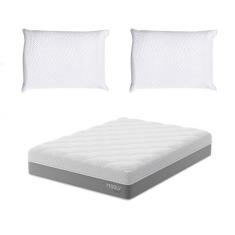Colchão Queen Sublime Mola Ensacada e Espuma Viscoelástica (32x158x198) Cinza e Branco com 2 Travesseiros Guldi Soft Nasa Branco